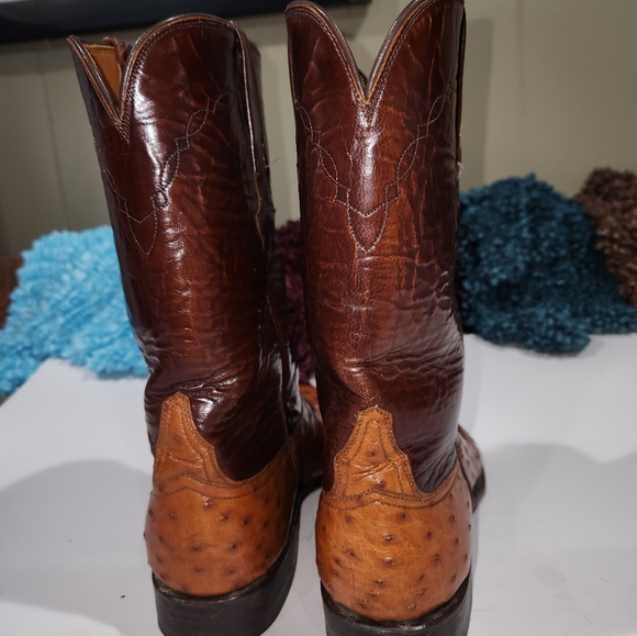 🌟VINTAGE🌟LUCCHESE Sz. 7.5 B FULL QUILL OSTRICH EUC - Picture 5 of 7